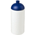 Baseline® Plus grip 500 ml kupukantinen urheilujuomapullo, valkoinen, sininen liikelahja logopainatuksella