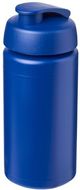 Baseline® Plus grip 500 ml läppäkantinen urheilujuomapullo, sininen liikelahja logopainatuksella
