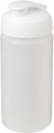 Baseline® Plus grip 500 ml läppäkantinen urheilujuomapullo, valkoinen, läpikuultava-valkoinen liikelahja logopainatuksella