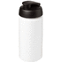 Baseline® Plus grip 500 ml läppäkantinen urheilujuomapullo, valkoinen, musta liikelahja logopainatuksella