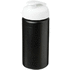 Baseline® Plus grip 500 ml läppäkantinen urheilujuomapullo, valkoinen, musta liikelahja logopainatuksella