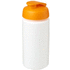Baseline® Plus grip 500 ml läppäkantinen urheilujuomapullo, valkoinen, oranssi liikelahja logopainatuksella