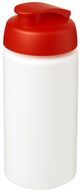 Baseline® Plus grip 500 ml läppäkantinen urheilujuomapullo, valkoinen, punainen liikelahja logopainatuksella