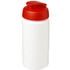 Baseline® Plus grip 500 ml läppäkantinen urheilujuomapullo, valkoinen, punainen liikelahja logopainatuksella
