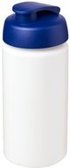 Baseline® Plus grip 500 ml läppäkantinen urheilujuomapullo, valkoinen, sininen liikelahja logopainatuksella
