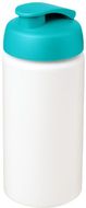 Baseline® Plus grip 500 ml läppäkantinen urheilujuomapullo, valkoinen, vesi-vihreä liikelahja logopainatuksella