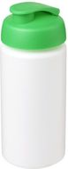 Baseline® Plus grip 500 ml läppäkantinen urheilujuomapullo, valkoinen, vihreä liikelahja logopainatuksella