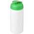 Baseline® Plus grip 500 ml läppäkantinen urheilujuomapullo, valkoinen, vihreä liikelahja logopainatuksella