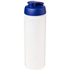 Baseline® Plus grip 750 ml läppäkantinen urheilujuomapullo, läpikuultava-valkoinen, sininen liikelahja logopainatuksella