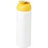 Baseline® Plus grip 750 ml läppäkantinen urheilujuomapullo, valkoinen, keltainen liikelahja logopainatuksella