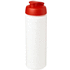 Baseline® Plus grip 750 ml läppäkantinen urheilujuomapullo, valkoinen, punainen liikelahja logopainatuksella