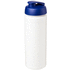 Baseline® Plus grip 750 ml läppäkantinen urheilujuomapullo, valkoinen, sininen liikelahja logopainatuksella