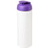 Baseline® Plus grip 750 ml läppäkantinen urheilujuomapullo, valkoinen, violetti liikelahja logopainatuksella