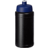 Baseline 500 ml kierrätetty juomapullo, sininen liikelahja logopainatuksella