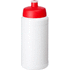 Baseline 500 ml kierrätetty juomapullo, valkoinen, punainen liikelahja logopainatuksella