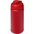 Baseline 500 ml:n kierrätetystä materiaalista valmistettu juomapullo läppäkannella, punainen, punainen liikelahja logopainatuksella