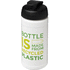 Baseline 500 ml:n kierrätetystä materiaalista valmistettu juomapullo läppäkannella, valkoinen, musta lisäkuva 1