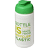 Baseline 500 ml:n kierrätetystä materiaalista valmistettu juomapullo läppäkannella, valkoinen, vihreä lisäkuva 1