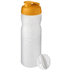 Baseline Plus 650 ml -shakerpullo, valkoinen, oranssi liikelahja logopainatuksella