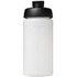 Baseline® Plus 500 ml läppäkantinen urheilujuomapullo, läpikuultava-valkoinen, musta lisäkuva 2