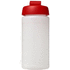Baseline® Plus 500 ml läppäkantinen urheilujuomapullo, läpikuultava-valkoinen, punainen lisäkuva 3