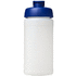 Baseline® Plus 500 ml läppäkantinen urheilujuomapullo, läpikuultava-valkoinen, sininen lisäkuva 2