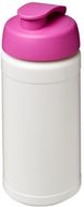 Baseline® Plus 500 ml läppäkantinen urheilujuomapullo, valkoinen, ruusu liikelahja logopainatuksella