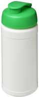 Baseline® Plus 500 ml läppäkantinen urheilujuomapullo, valkoinen, vihreä liikelahja logopainatuksella