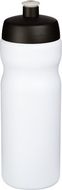 Baseline® Plus 650 ml -urheilujuomapullo, valkoinen, musta liikelahja logopainatuksella