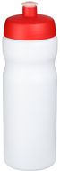 Baseline® Plus 650 ml -urheilujuomapullo, valkoinen, punainen liikelahja logopainatuksella