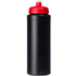 Baseline® Plus 750 ml -pullo urheilukannella, musta, punainen liikelahja logopainatuksella