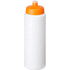 Baseline® Plus 750 ml -pullo urheilukannella, valkoinen, oranssi liikelahja logopainatuksella