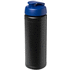 Baseline® Plus 750 ml läppäkantinen urheilujuomapullo, sininen, musta liikelahja logopainatuksella