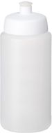 Baseline® Plus Grip 500 ml -urheilujuomapullo läppäkannella, valkoinen, läpikuultava-valkoinen liikelahja logopainatuksella