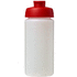 Baseline® Plus grip 500 ml läppäkantinen urheilujuomapullo, läpikuultava-valkoinen, punainen lisäkuva 2