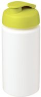 Baseline® Plus grip 500 ml läppäkantinen urheilujuomapullo, valkoinen, kalkinvihreä liikelahja logopainatuksella