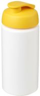 Baseline® Plus grip 500 ml läppäkantinen urheilujuomapullo, valkoinen, keltainen liikelahja logopainatuksella