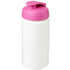 Baseline® Plus grip 500 ml läppäkantinen urheilujuomapullo, valkoinen, ruusu liikelahja logopainatuksella