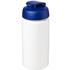 Baseline® Plus grip 500 ml läppäkantinen urheilujuomapullo, valkoinen, sininen liikelahja logopainatuksella