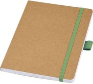 Berk A5-muistikirja kierrätyspaperista, vihreä liikelahja logopainatuksella