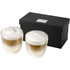 Boda-kahvikuppisetti, 2 osaa, läpikuultava-valkoinen liikelahja logopainatuksella