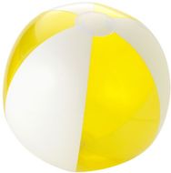 Bondi-rantapallo, kaksivärinen, valkoinen, keltainen liikelahja logopainatuksella