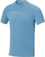 Borax miesten lyhythihainen, kierrätysmateriaaleista valmistettu GRS cool fit t-paita, sininen liikelahja logopainatuksella