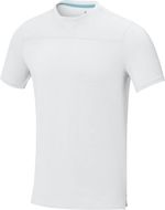 Borax miesten lyhythihainen, kierrätysmateriaaleista valmistettu GRS cool fit t-paita, valkoinen liikelahja logopainatuksella