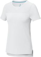 Borax naisten lyhythihainen, kierrätysmateriaalista valmistettu GRS cool fit t-paita, valkoinen liikelahja logopainatuksella