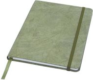 Breccia-muistikirja kivipaperilla, koko A5, vihreä liikelahja logopainatuksella