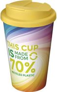Brite-Americano® Eco 350 ml:n läikyttämätön eristetty kahvimuki, keltainen liikelahja logopainatuksella
