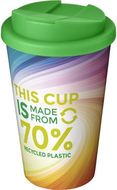 Brite-Americano® Eco 350 ml:n läikyttämätön eristetty kahvimuki, vihreä liikelahja logopainatuksella