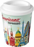 Brite-Americano® Espresso 250 ml eristetty muki, valkoinen liikelahja logopainatuksella