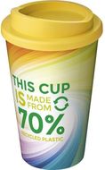 Brite-Americano® Eco 350 ml:n eristetty kahvimuki, keltainen liikelahja logopainatuksella